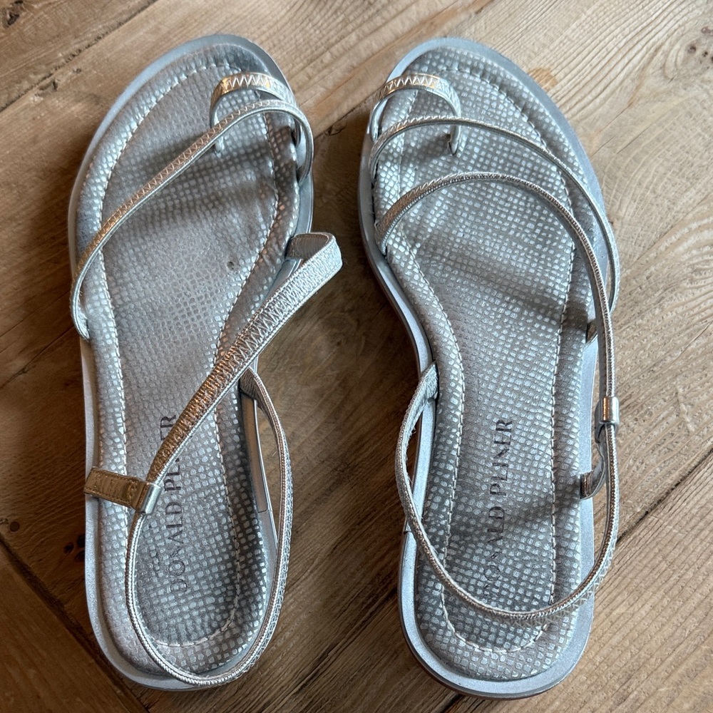 Donald Pliner Metallic Silver Strappy Sandals